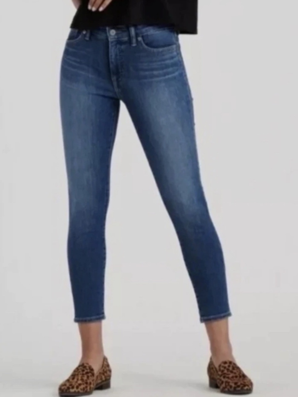 Lucky Brand Ava Mid Rise Crop Women's Mid-Dark Blue Slim Jeans